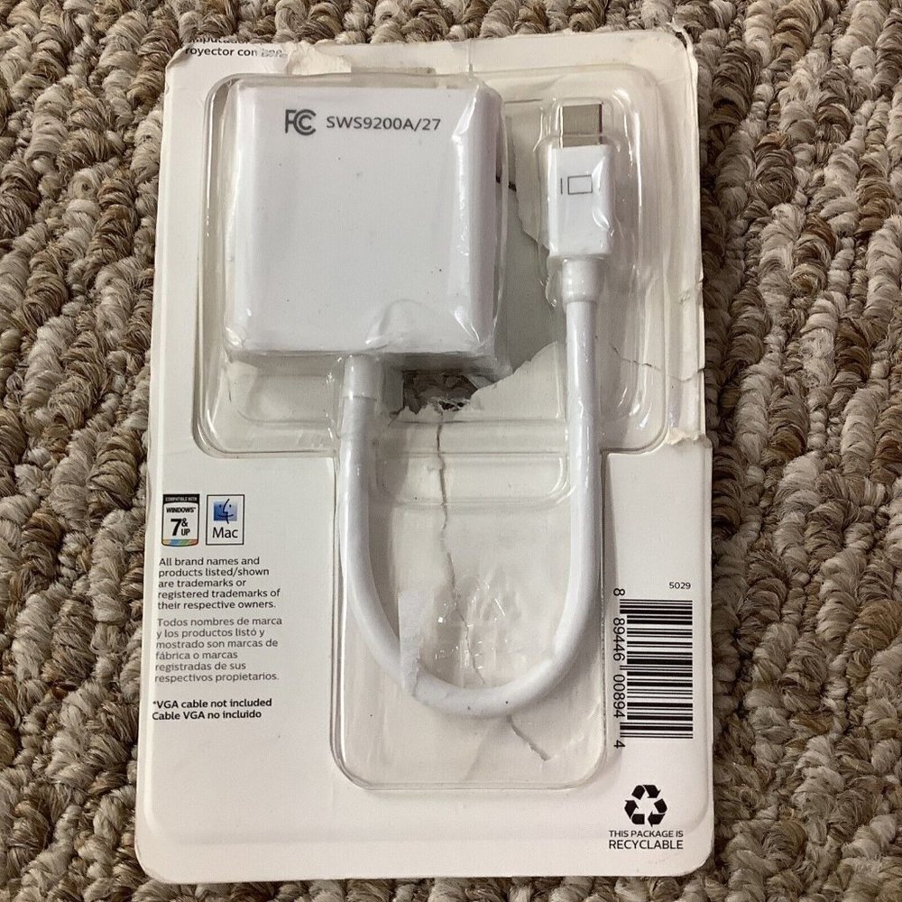 NEW Philips Mini Display Port to VGA  Monitor Adapter for Windows7and up and Mac